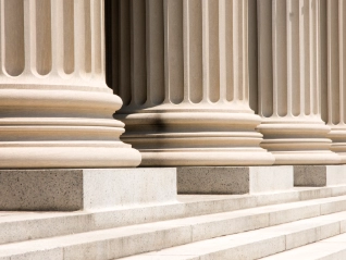 Old stone pillars bank